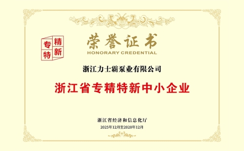 深耕行業(yè)核心技術(shù)，力士霸泵業(yè)成功通過(guò)2025年浙江省專(zhuān)精特新中小企業(yè)復(fù)評(píng)